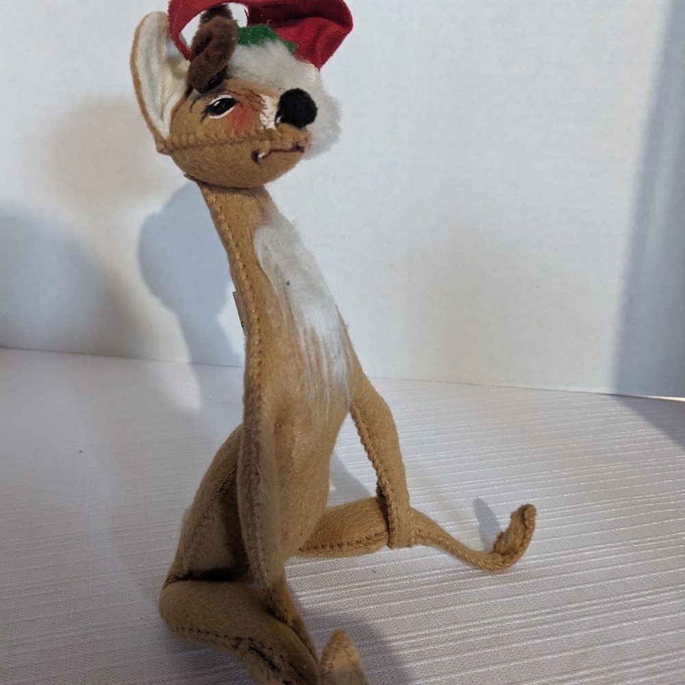 Annalee 1965 reindeer 8" mobilitee plush doll Christmas holidays USA